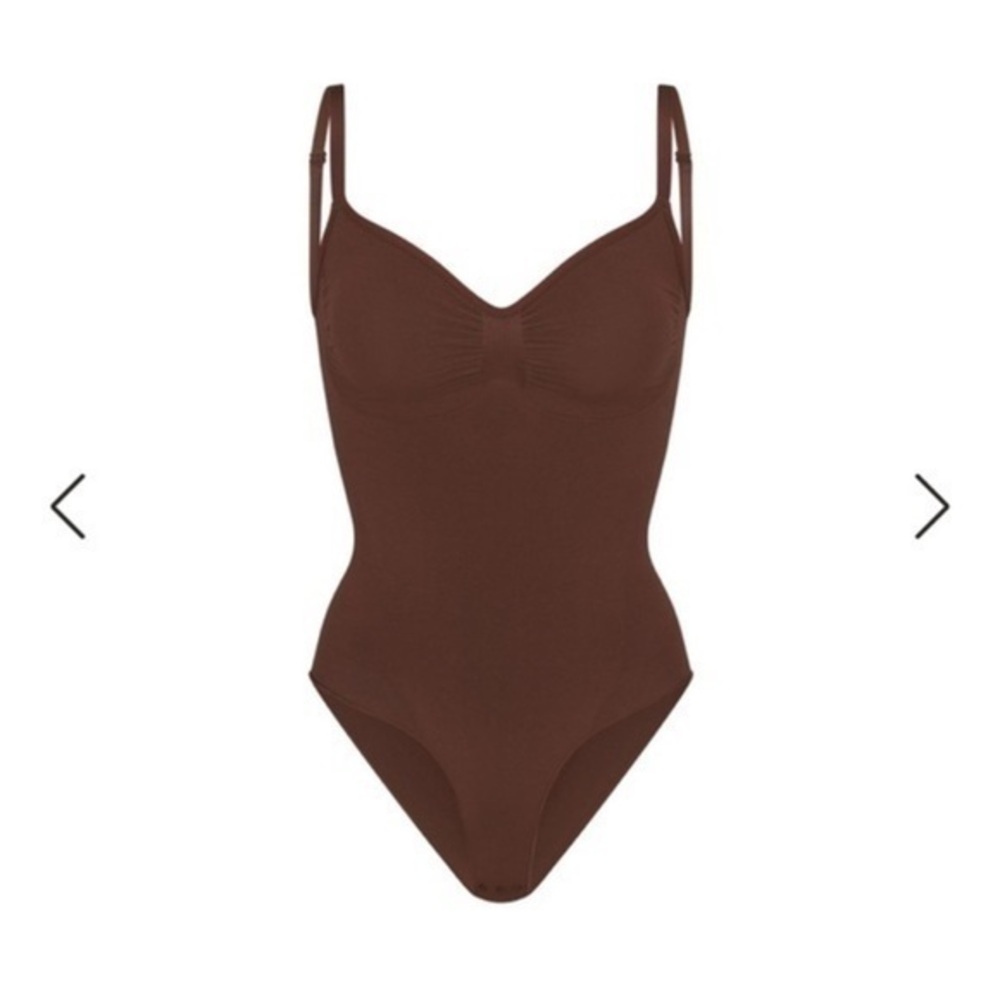 SKIMS SEAMLESS SCULPT BRIEF BODYSUIT BROWN COCOA SMALL